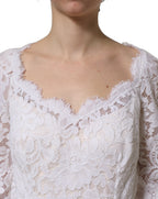 White Floral Lace Mermaid Long Gown Dress