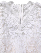White Cotton Floral Lace Long Gown Dress