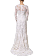 White Cotton Floral Lace Long Gown Dress