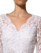 White Cotton Floral Lace Long Gown Dress