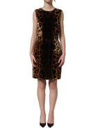 Brown Leopard Sleeveless Sheath Mini Dress