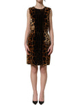 Brown Leopard Sleeveless Sheath Mini Dress