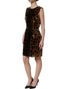 Brown Leopard Sleeveless Sheath Mini Dress
