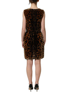Brown Leopard Sleeveless Sheath Mini Dress