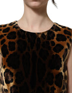 Brown Leopard Sleeveless Sheath Mini Dress