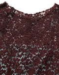 Multicolor Floral Lace Taffeta Pleated Midi Dress