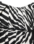 Black White Zebra Ruched Silk Mini Dress