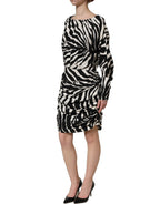 Black White Zebra Ruched Silk Mini Dress