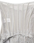 Gray Lace Corset Style Bodice Maxi Dress