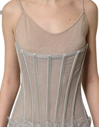 Gray Lace Corset Style Bodice Maxi Dress
