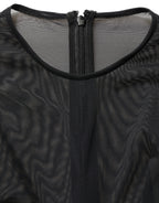 Black Long Sleeve Sheer Fitted Maxi Dress