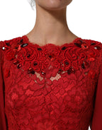 Red Embellished Mermaid Long Gown Dress