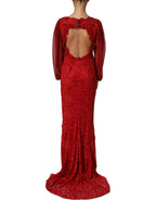 Red Embellished Mermaid Long Gown Dress