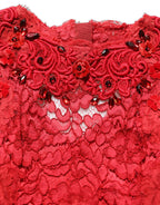 Red Embellished Mermaid Long Gown Dress