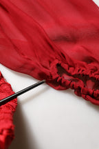 Red Embellished Mermaid Long Gown Dress