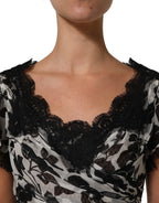 Black Silk Floral Lace Ricamo Ball Maxi Dress