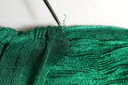 Emerald Green Plissé Evening Gown Dress