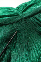 Emerald Green Plissé Evening Gown Dress
