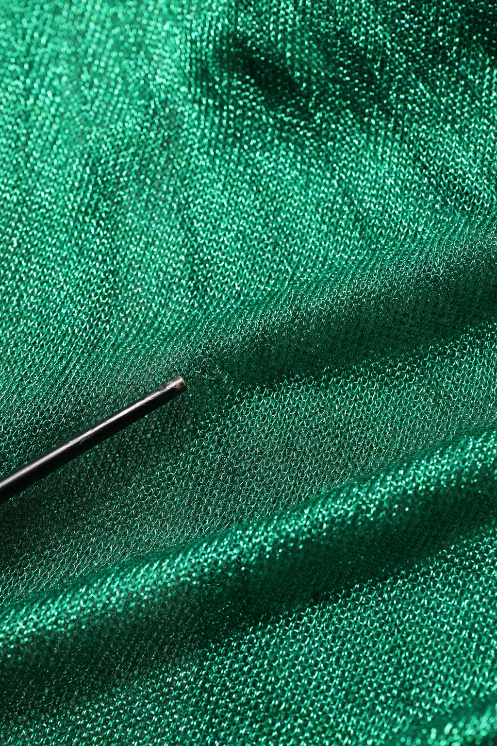 Emerald Green Plissé Evening Gown Dress