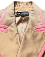 Gold Silk Double Breasted Coat Blazer Jacket