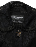 Black Embellished Guipure Lace Coat Jacket