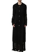 Black Embellished Guipure Lace Coat Jacket