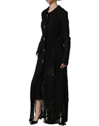 Black Embellished Guipure Lace Coat Jacket
