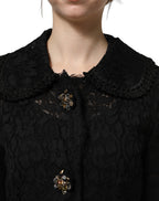 Black Embellished Guipure Lace Coat Jacket