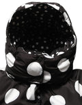 Black White Polka Dot Hooded Blouson Jacket
