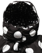 Black White Polka Dot Hooded Blouson Jacket