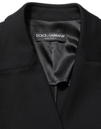 Black Double Breasted Crepe Blazer Jacket