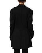 Black Double Breasted Crepe Blazer Jacket