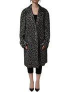 Black Silver Jacquard Leopard Coat Jacket