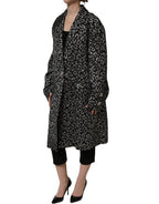 Black Silver Jacquard Leopard Coat Jacket