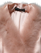 Light Pink Silk Turkey Feather Robe Jacket