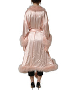 Light Pink Silk Turkey Feather Robe Jacket