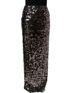 Brown Sequinned Embellished PencilCut Skirt