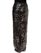 Brown Sequinned Embellished PencilCut Skirt