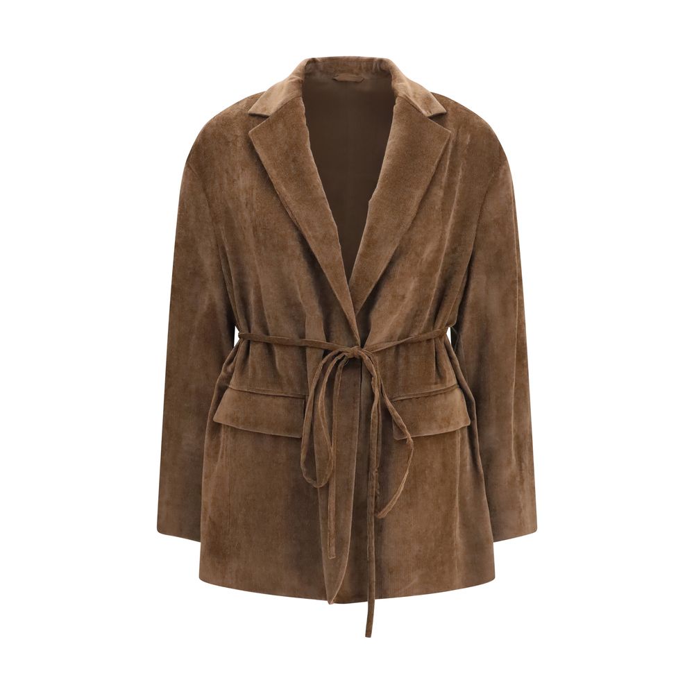 Brown Viscose Full-Length Jacket