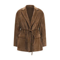 Brown Viscose Full-Length Jacket