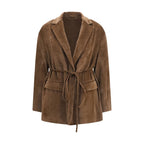 Brown Viscose Full-Length Jacket