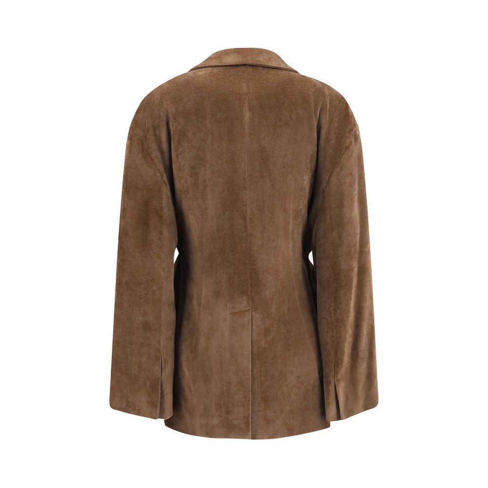 Brown Viscose Full-Length Jacket