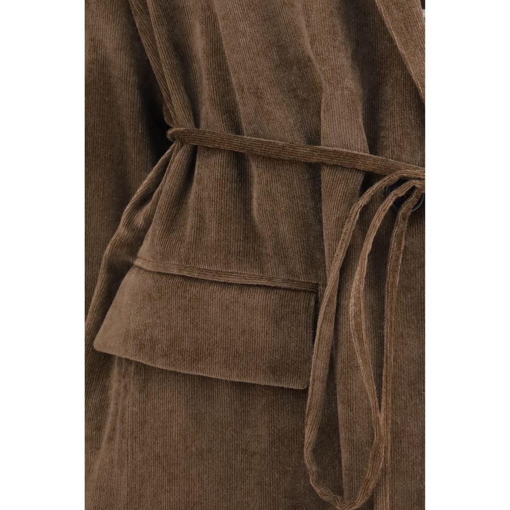 Brown Viscose Full-Length Jacket