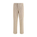 Beige Cotton Casual Pants