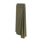 Bicolor Silk Long Skirt