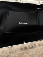 Gray Leather Clutch Bag