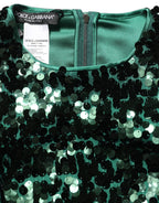 Green Sequined Long Sleeves Crop Blouse Top
