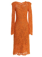 Orange Wool Midi Dress