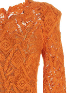 Orange Wool Midi Dress