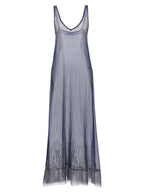 Blue Polyamide Long Dress